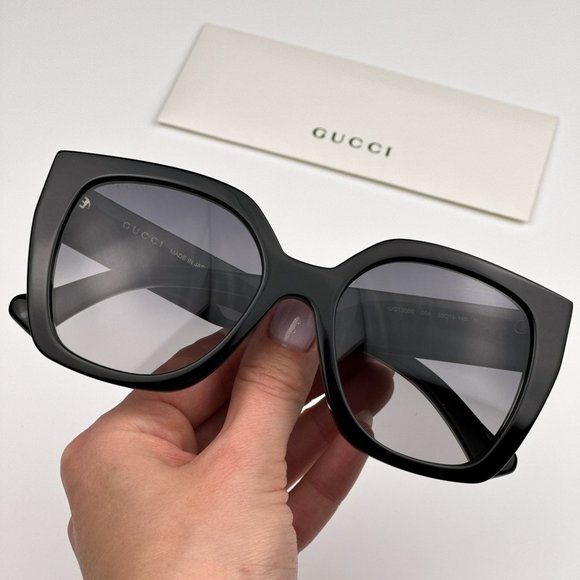 Gucci GG1300S 004 Sunglasses Black Gray Gradient Square Women GG 1300S